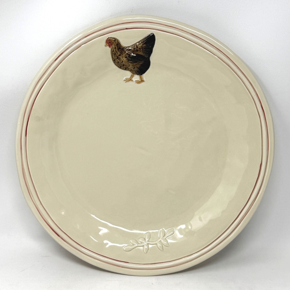 Arte Florum Chicken Hen Serving Plate Platter 13.5" Farmhouse Country Rustic